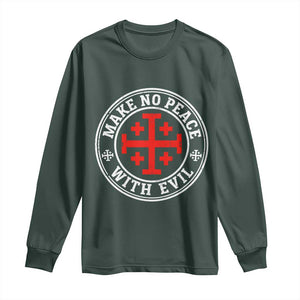 Make No Peace With Evil Jerusalem Cross Long Sleeve Shirt Christian Warrior Crusader Emblem Graphic