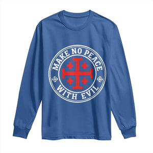 Make No Peace With Evil Jerusalem Cross Long Sleeve Shirt Christian Warrior Crusader Emblem Graphic