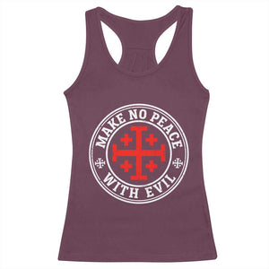 Make No Peace With Evil Jerusalem Cross Racerback Tank Top Christian Warrior Crusader Emblem Graphic
