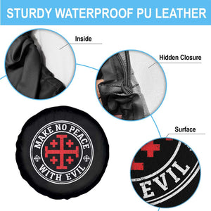 Make No Peace With Evil Jerusalem Cross Spare Tire Cover Christian Warrior Crusader Emblem Graphic