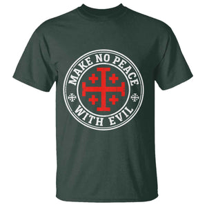 Make No Peace With Evil Jerusalem Cross T Shirt Christian Warrior Crusader Emblem Graphic