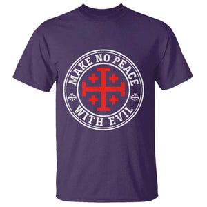 Make No Peace With Evil Jerusalem Cross T Shirt Christian Warrior Crusader Emblem Graphic