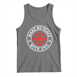 Make No Peace With Evil Jerusalem Cross Tank Top Christian Warrior Crusader Emblem Graphic