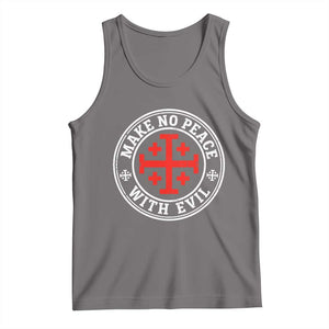 Make No Peace With Evil Jerusalem Cross Tank Top Christian Warrior Crusader Emblem Graphic