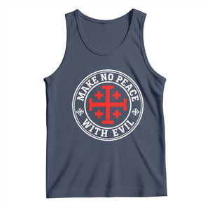 Make No Peace With Evil Jerusalem Cross Tank Top Christian Warrior Crusader Emblem Graphic