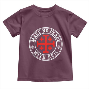 Make No Peace With Evil Jerusalem Cross Toddler T Shirt Christian Warrior Crusader Emblem Graphic
