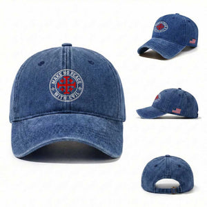 Make No Peace With Evil Jerusalem Cross Washed Cotton Baseball Cap Christian Warrior Crusader Emblem Graphic