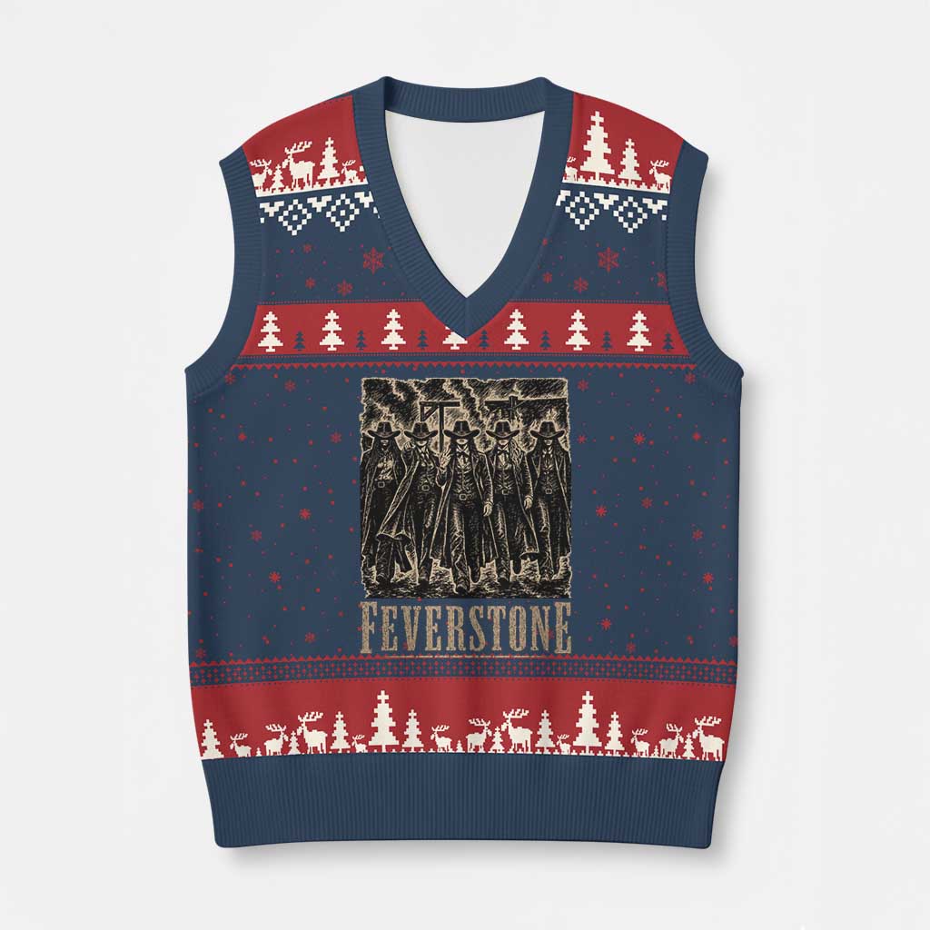 Vintage Feverstone Cowgirls Wild West Outlaw Legends V-Neck Knit Sweater Vest TS02 Navy Red Print Your Wear