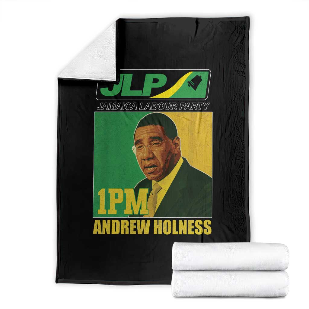 1PM Andrew Holness JPL Supporter Throw Blanket Jamaica Labor Party Jamaican Political Pride TS02 Black Print Your Wear