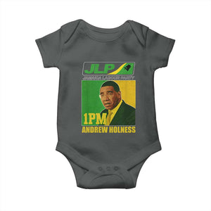 1PM Andrew Holness JPL Supporter Baby Onesie Jamaica Labor Party Jamaican Political Pride TS02 Dark Heather Print Your Wear