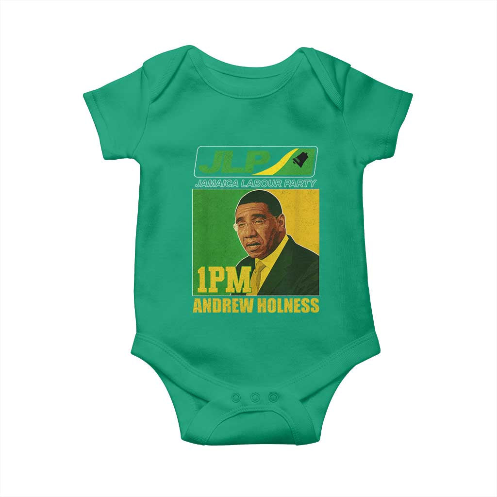 1PM Andrew Holness JPL Supporter Baby Onesie Jamaica Labor Party Jamaican Political Pride TS02 Irish Green Print Your Wear