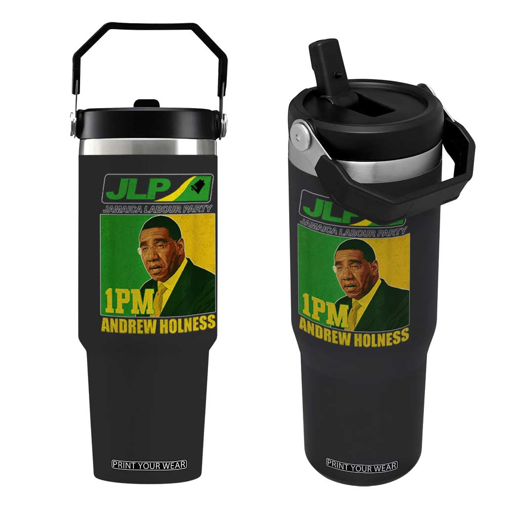 1PM Andrew Holness JPL Supporter Flip Straw Tumbler Jamaica Labor Party Jamaican Political Pride TS02 One Size: 30 oz Black Print Your Wear