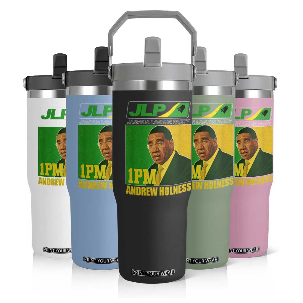 1PM Andrew Holness JPL Supporter Flip Straw Tumbler Jamaica Labor Party Jamaican Political Pride TS02 Print Your Wear