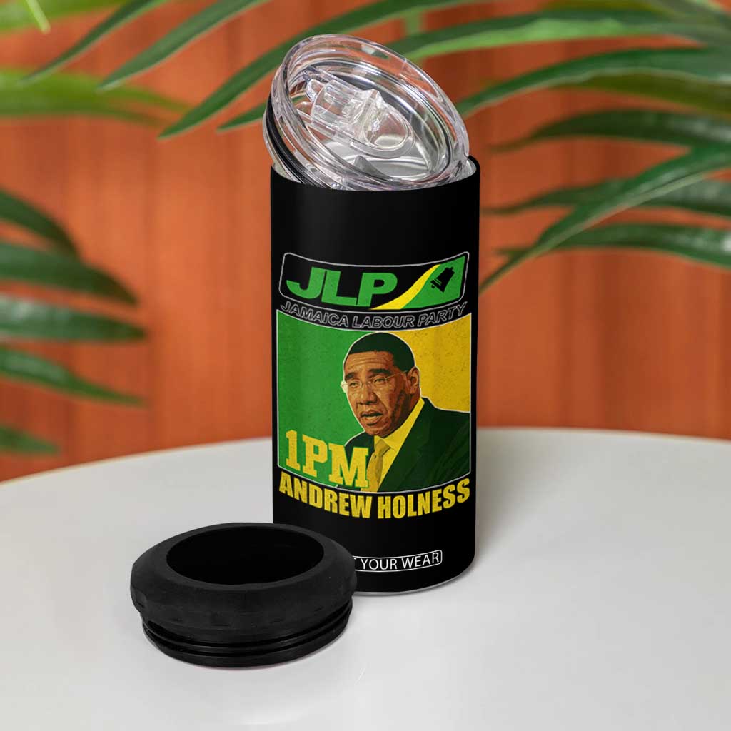 1PM Andrew Holness JPL Supporter 4 in 1 Can Cooler Tumbler Jamaica Labor Party Jamaican Political Pride TS02 Print Your Wear