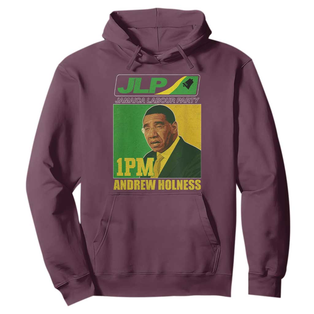 1PM Andrew Holness JPL Supporter Hoodie Jamaica Labor Party Jamaican Political Pride TS02 Maroon Print Your Wear