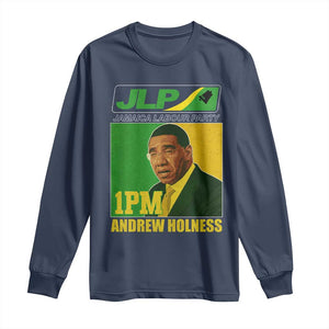 1PM Andrew Holness JPL Supporter Long Sleeve Shirt Jamaica Labor Party Jamaican Political Pride TS02 Navy Print Your Wear