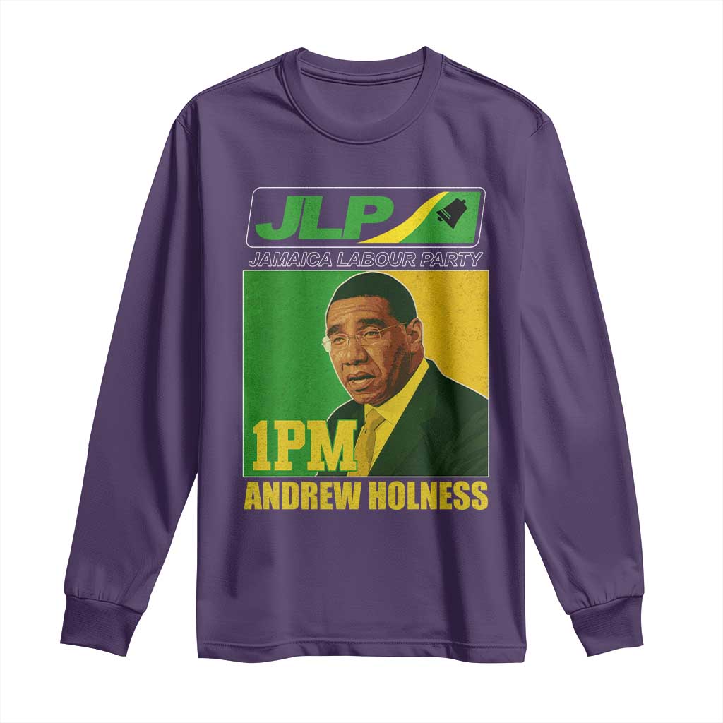 1PM Andrew Holness JPL Supporter Long Sleeve Shirt Jamaica Labor Party Jamaican Political Pride TS02 Purple Print Your Wear