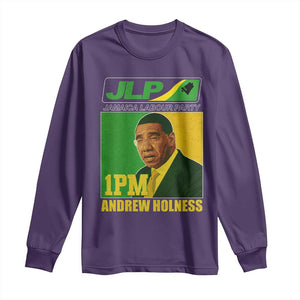 1PM Andrew Holness JPL Supporter Long Sleeve Shirt Jamaica Labor Party Jamaican Political Pride TS02 Purple Print Your Wear