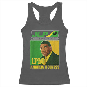 1PM Andrew Holness JPL Supporter Racerback Tank Top Jamaica Labor Party Jamaican Political Pride TS02 Dark Heather Print Your Wear