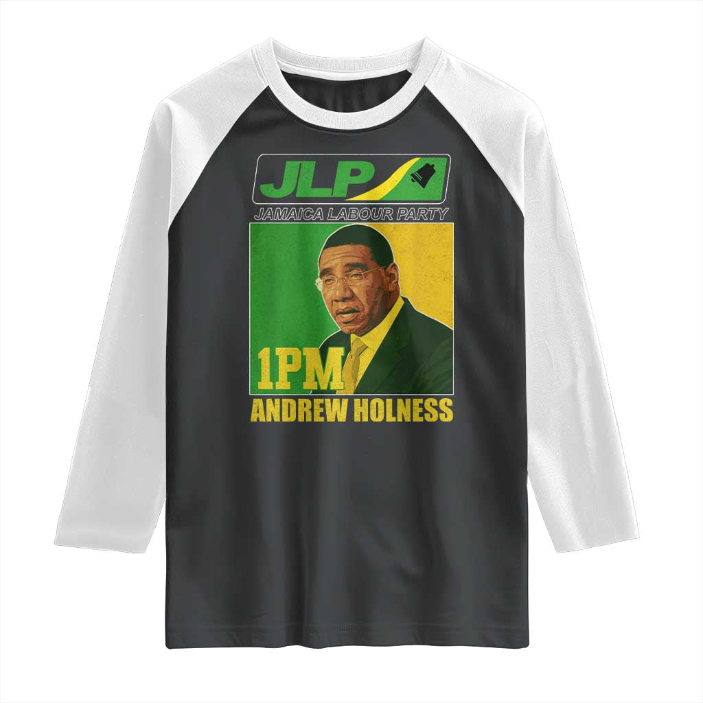 1PM Andrew Holness JPL Supporter Raglan Shirt Jamaica Labor Party Jamaican Political Pride TS02 Black White Print Your Wear