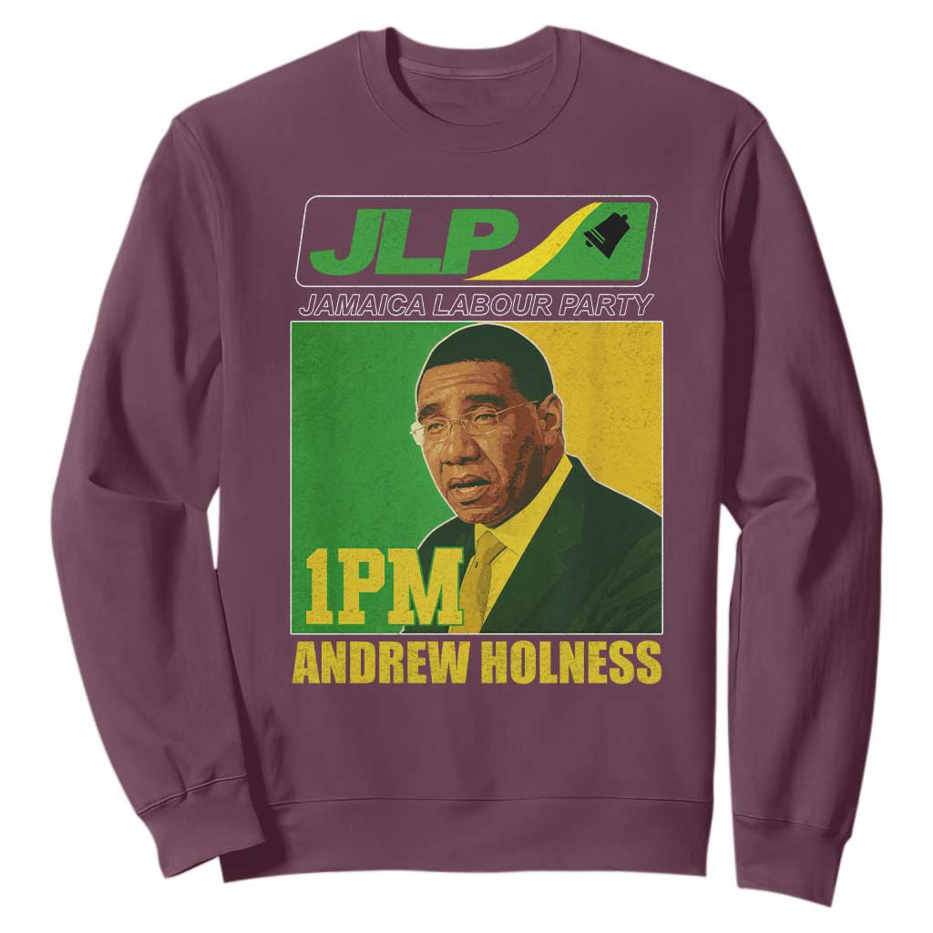 1PM Andrew Holness JPL Supporter Sweatshirt Jamaica Labor Party Jamaican Political Pride TS02 Maroon Print Your Wear