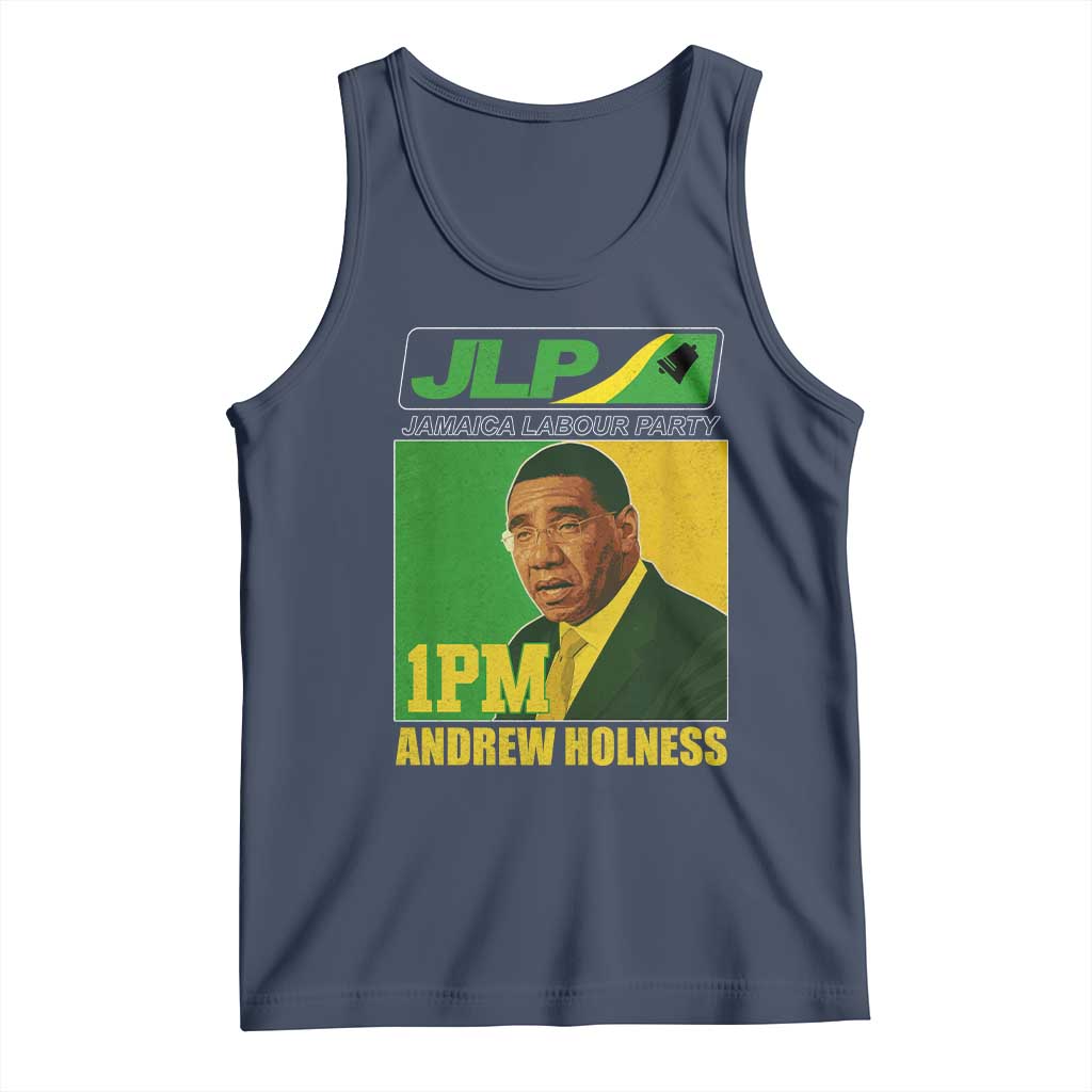 1PM Andrew Holness JPL Supporter Tank Top Jamaica Labor Party Jamaican Political Pride TS02 Navy Print Your Wear