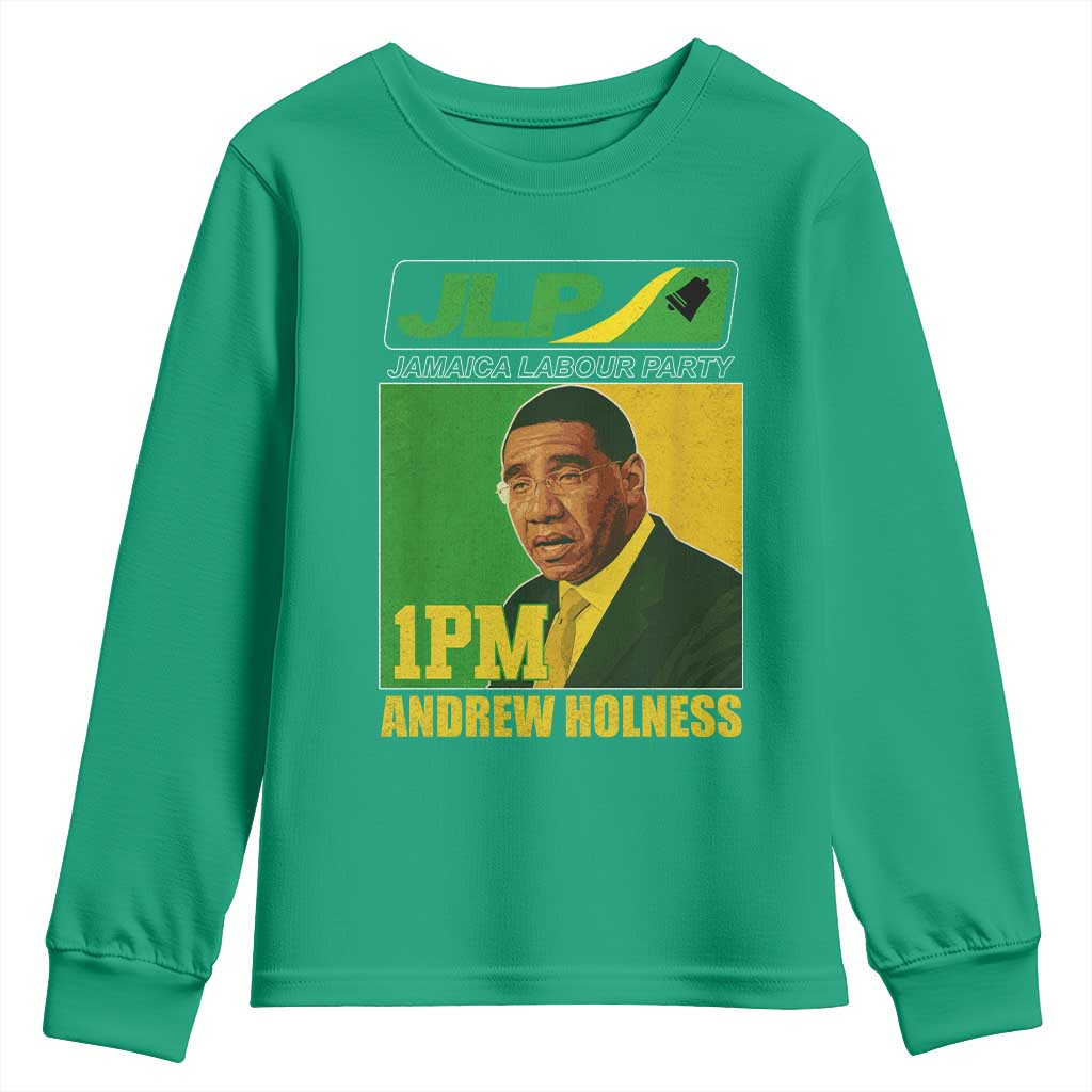 1PM Andrew Holness JPL Supporter Youth Sweatshirt Jamaica Labor Party Jamaican Political Pride TS02 Irish Green Print Your Wear