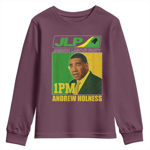 1PM Andrew Holness JPL Supporter Youth Sweatshirt Jamaica Labor Party Jamaican Political Pride TS02 Maroon Print Your Wear