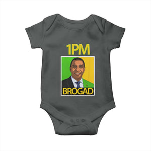 1PM BROGAD JLP Supporter Andrew Holness Baby Onesie Jamaica Labor Party Politics TS02 Dark Heather Print Your Wear