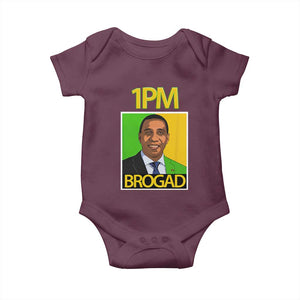 1PM BROGAD JLP Supporter Andrew Holness Baby Onesie Jamaica Labor Party Politics TS02 Maroon Print Your Wear