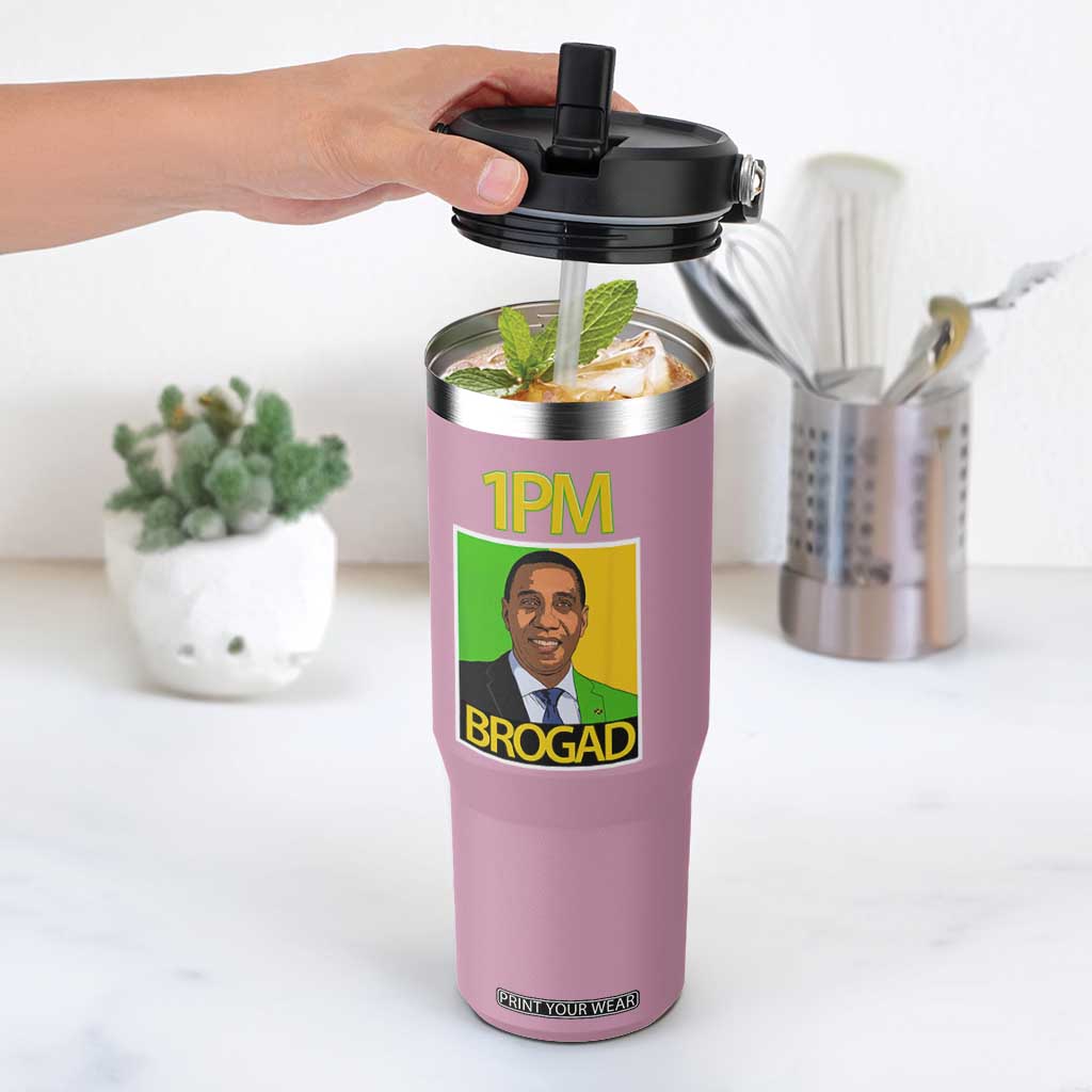 1PM BROGAD JLP Supporter Andrew Holness Flip Straw Tumbler Jamaica Labor Party Politics TS02 One Size: 30 oz Light Pink Print Your Wear