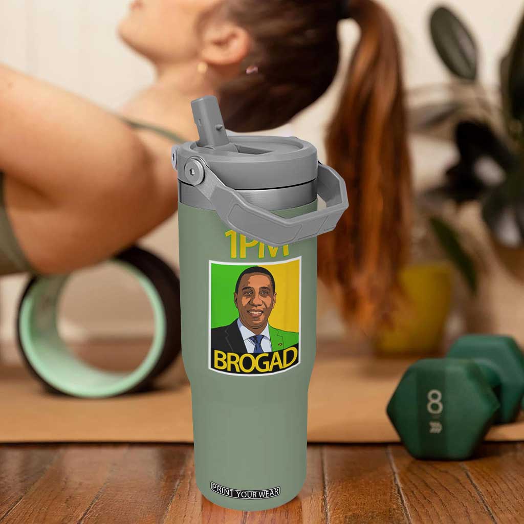 1PM BROGAD JLP Supporter Andrew Holness Flip Straw Tumbler Jamaica Labor Party Politics TS02 One Size: 30 oz Moss Green Print Your Wear