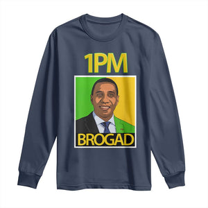 1PM BROGAD JLP Supporter Andrew Holness Long Sleeve Shirt Jamaica Labor Party Politics TS02 Navy Print Your Wear