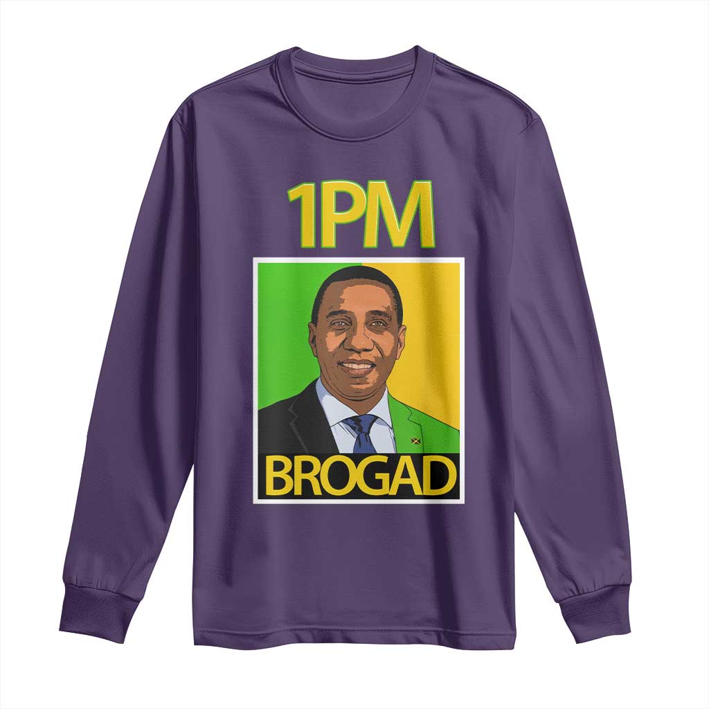 1PM BROGAD JLP Supporter Andrew Holness Long Sleeve Shirt Jamaica Labor Party Politics TS02 Purple Print Your Wear