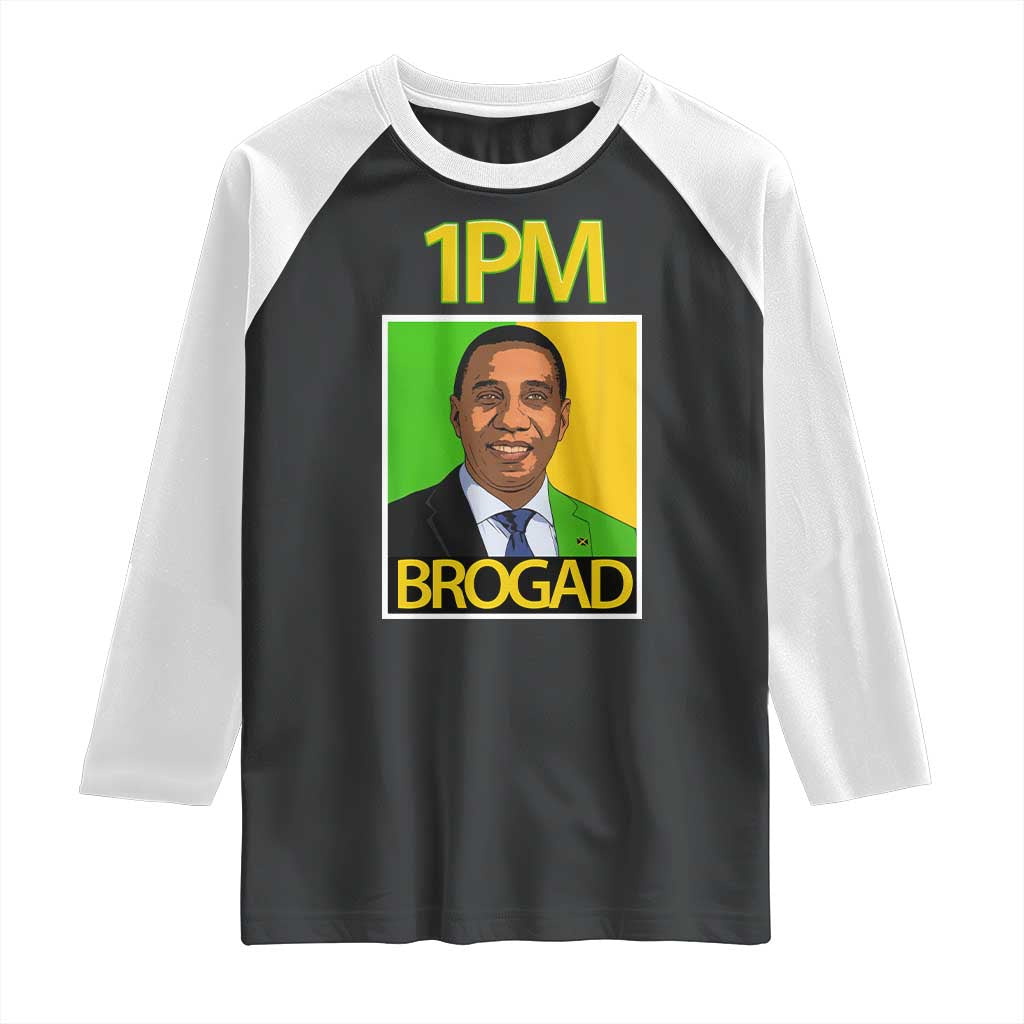 1PM BROGAD JLP Supporter Andrew Holness Raglan Shirt Jamaica Labor Party Politics TS02 Black White Print Your Wear