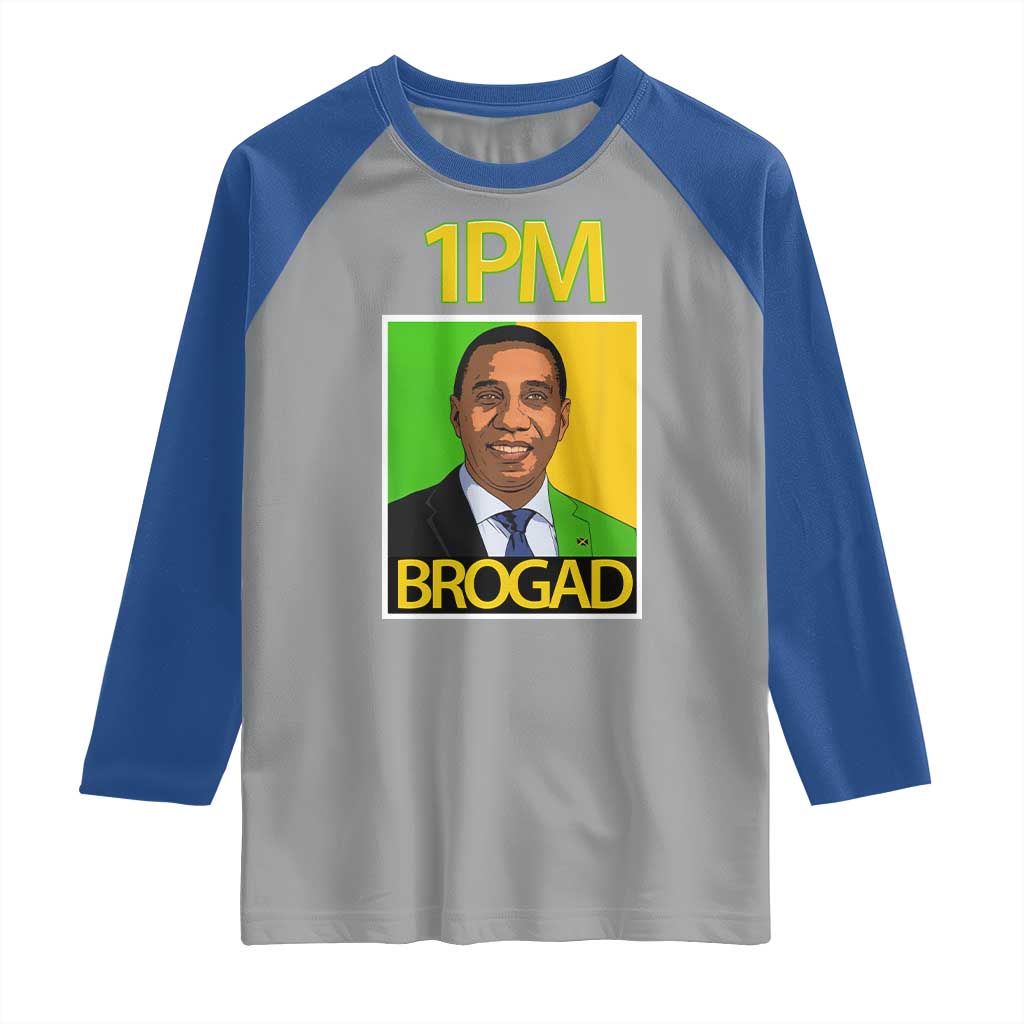 1PM BROGAD JLP Supporter Andrew Holness Raglan Shirt Jamaica Labor Party Politics TS02 Sport Gray Royal Print Your Wear
