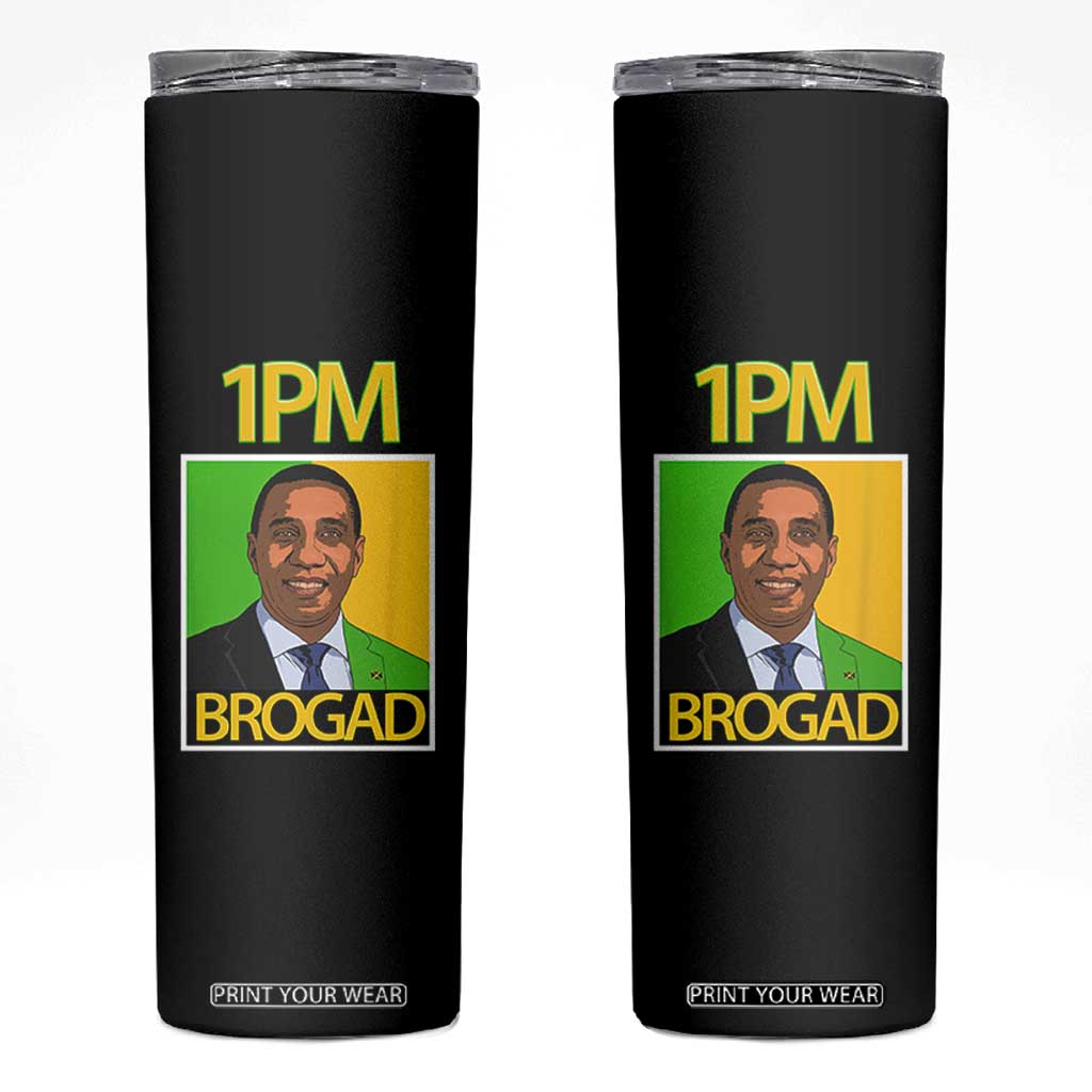 1PM BROGAD JLP Supporter Andrew Holness Skinny Tumbler Jamaica Labor Party Politics TS02 Black Print Your Wear