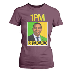 1PM BROGAD JLP Supporter Andrew Holness T Shirt For Women Jamaica Labor Party Politics TS02 Maroon Print Your Wear