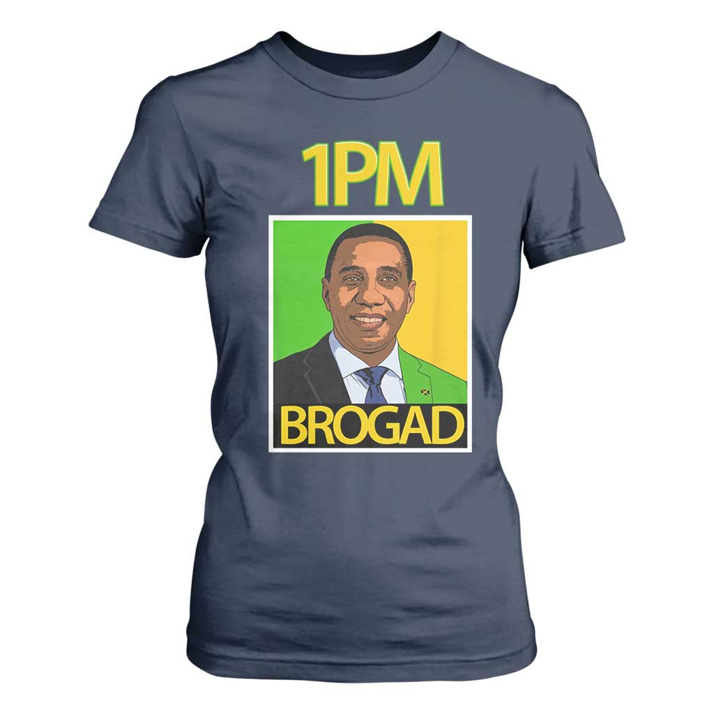 1PM BROGAD JLP Supporter Andrew Holness T Shirt For Women Jamaica Labor Party Politics TS02 Navy Print Your Wear