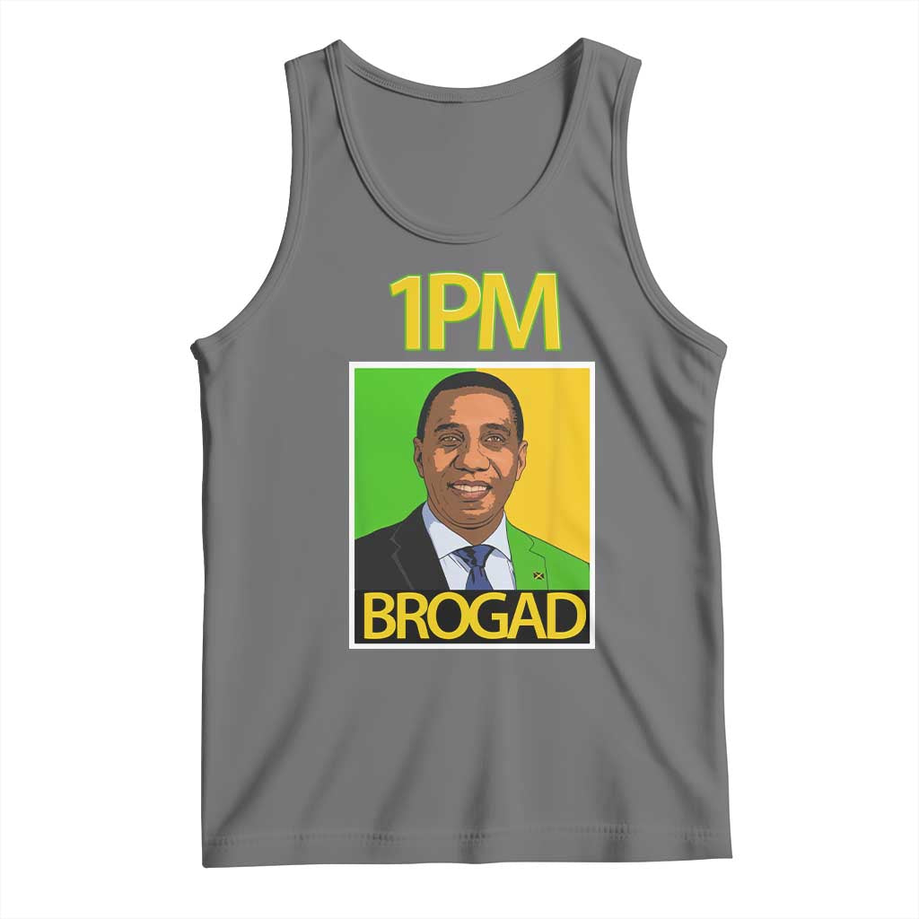 1PM BROGAD JLP Supporter Andrew Holness Tank Top Jamaica Labor Party Politics TS02 Black Heather Print Your Wear