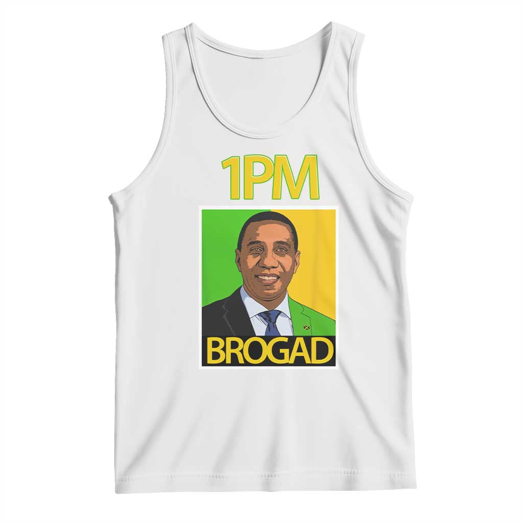 1PM BROGAD JLP Supporter Andrew Holness Tank Top Jamaica Labor Party Politics TS02 White Print Your Wear
