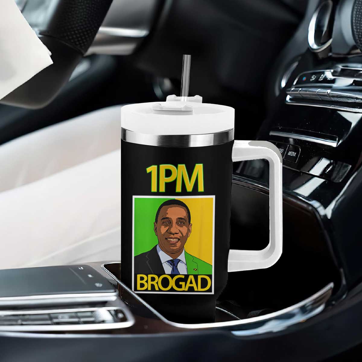 1PM BROGAD JLP Supporter Andrew Holness Tumbler With Handle Jamaica Labor Party Politics TS02 Print Your Wear