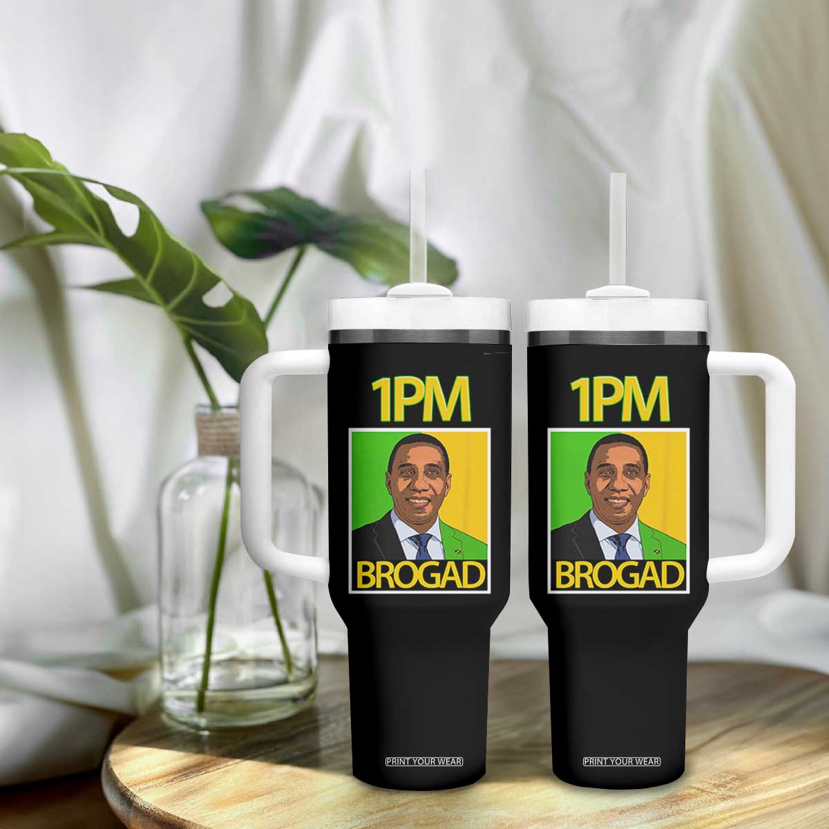 1PM BROGAD JLP Supporter Andrew Holness Tumbler With Handle Jamaica Labor Party Politics TS02 Print Your Wear