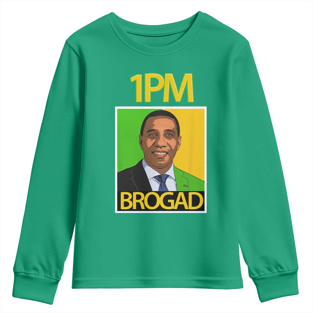 1PM BROGAD JLP Supporter Andrew Holness Youth Sweatshirt Jamaica Labor Party Politics TS02 Irish Green Print Your Wear