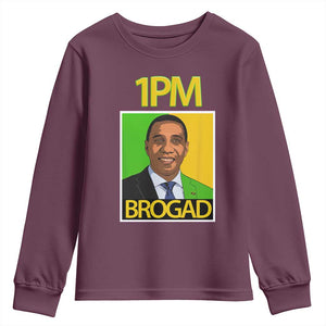 1PM BROGAD JLP Supporter Andrew Holness Youth Sweatshirt Jamaica Labor Party Politics TS02 Maroon Print Your Wear