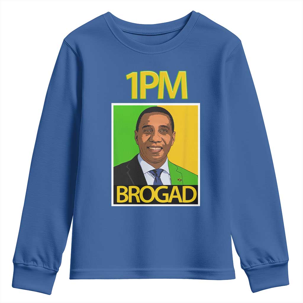 1PM BROGAD JLP Supporter Andrew Holness Youth Sweatshirt Jamaica Labor Party Politics TS02 Royal Blue Print Your Wear
