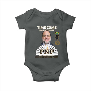 Mark Golding PNP Supporter Baby Onesie Time Come for a Better Life Jamaica Politics People's National Party TS02 Dark Heather Print Your Wear