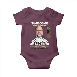 Mark Golding PNP Supporter Baby Onesie Time Come for a Better Life Jamaica Politics People's National Party TS02 Maroon Print Your Wear