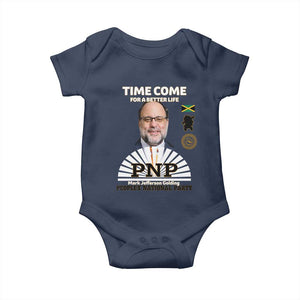 Mark Golding PNP Supporter Baby Onesie Time Come for a Better Life Jamaica Politics People's National Party TS02 Navy Print Your Wear