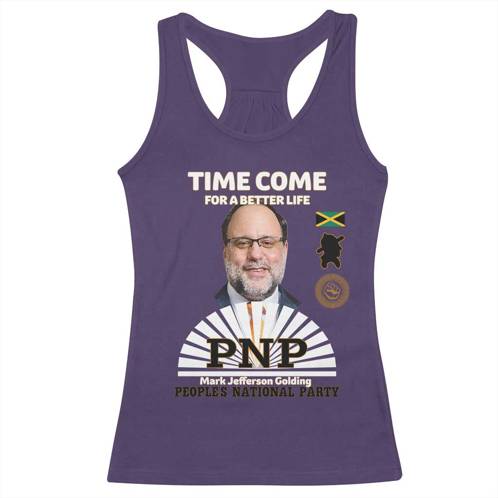 Mark Golding PNP Supporter Racerback Tank Top Time Come for a Better Life Jamaica Politics People's National Party TS02 Purple Print Your Wear